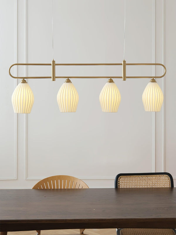 modern white ceramic ribbed pendant light