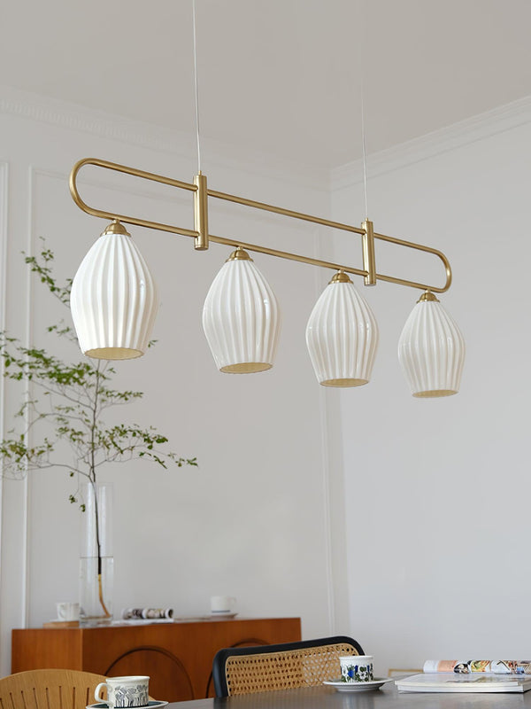 modern white ceramic ribbed pendant light