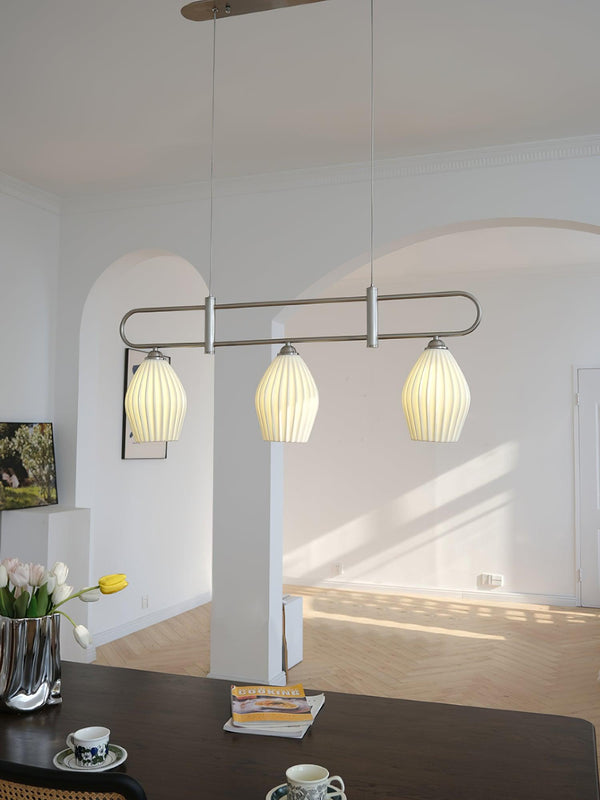 modern white ceramic ribbed pendant light