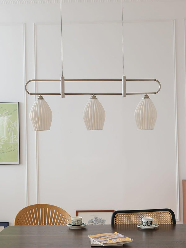 modern white ceramic ribbed pendant light