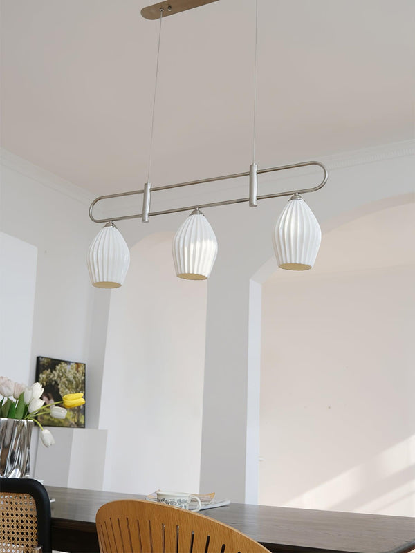 modern white ceramic ribbed pendant light