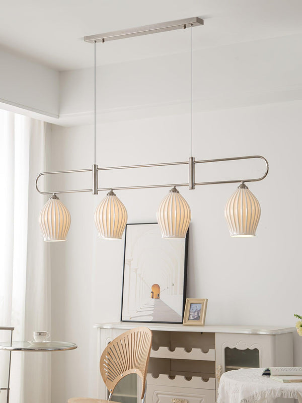 modern white ceramic ribbed pendant light