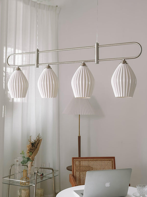 modern white ceramic ribbed pendant light