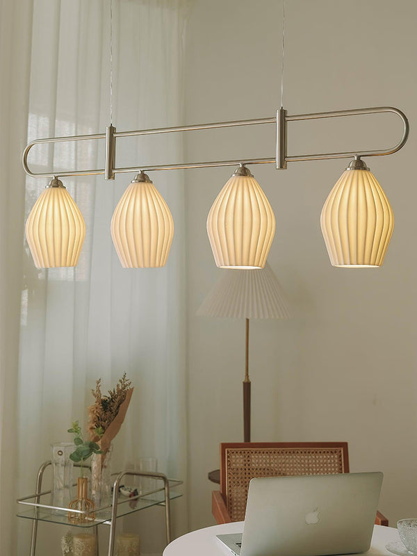 modern white ceramic ribbed pendant light