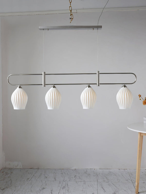 modern white ceramic ribbed pendant light