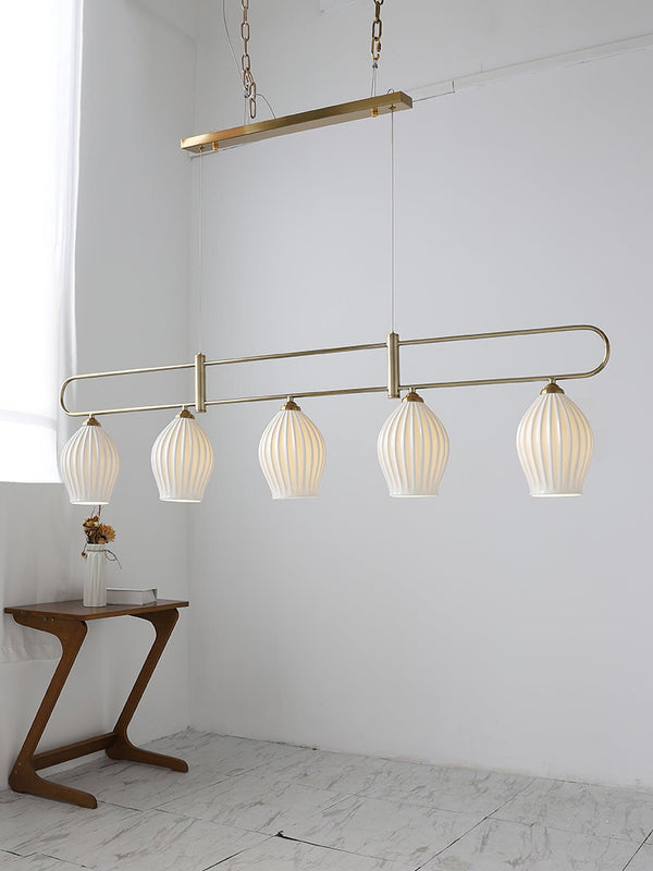 modern white ceramic ribbed pendant light