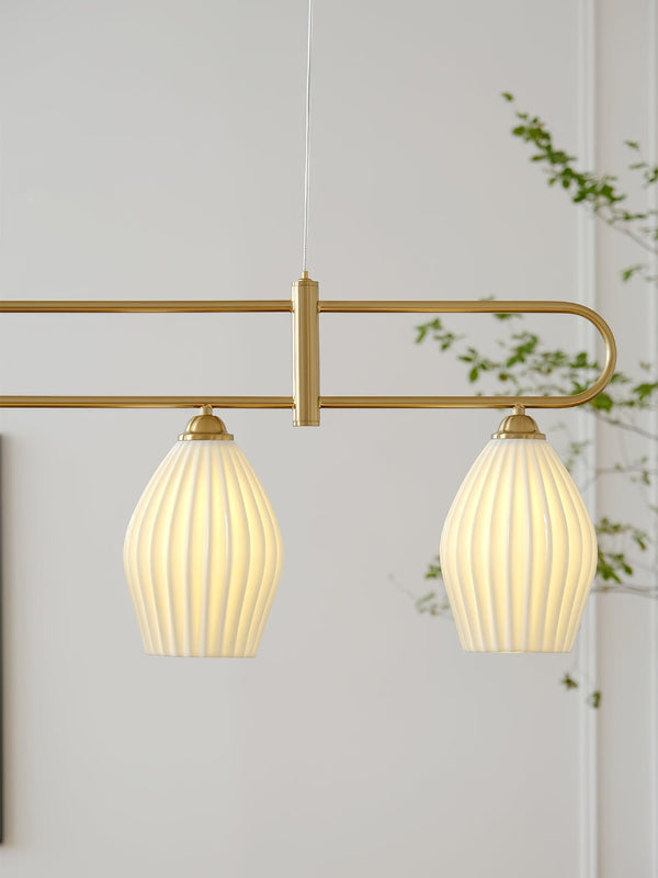 modern white ceramic ribbed pendant light