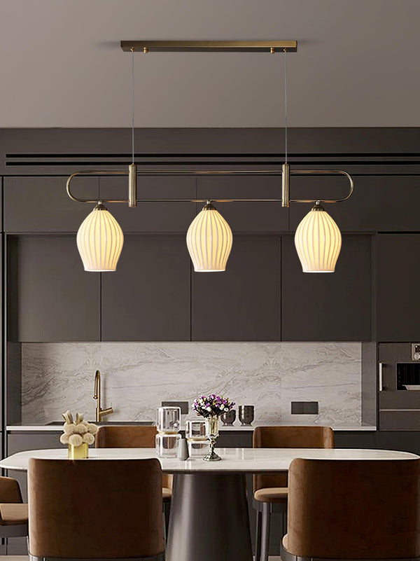 modern white ceramic ribbed pendant light