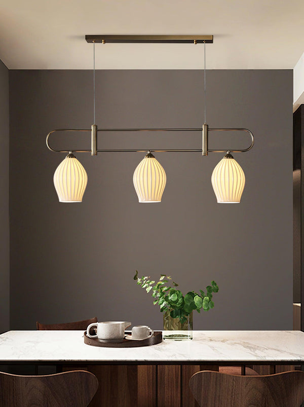 modern white ceramic ribbed pendant light