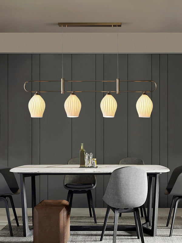modern white ceramic ribbed pendant light