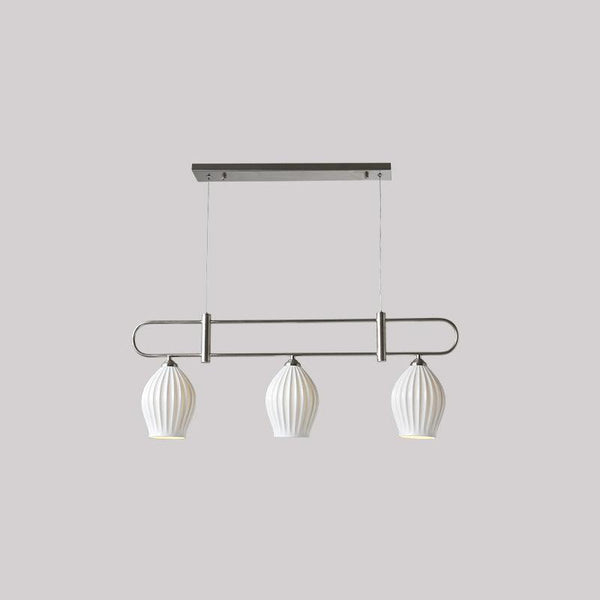 modern white ceramic ribbed pendant light