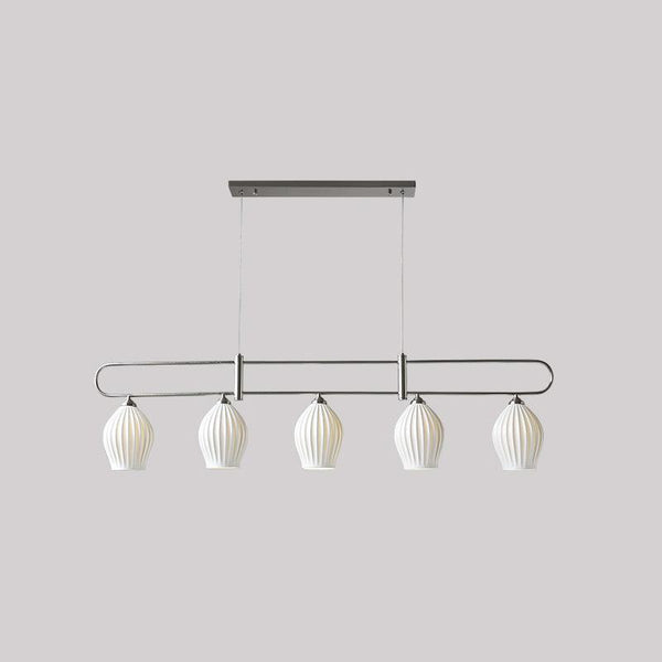 modern white ceramic ribbed pendant light