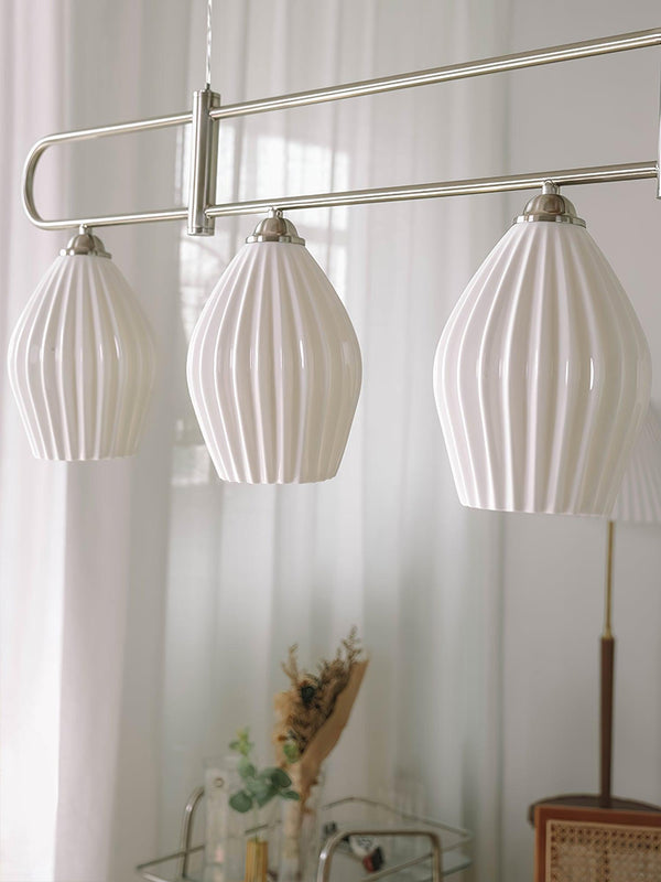 modern white ceramic ribbed pendant light