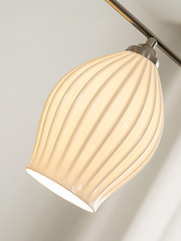 modern white ceramic ribbed pendant light
