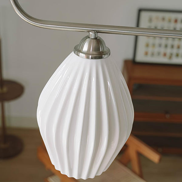 modern white ceramic ribbed pendant light