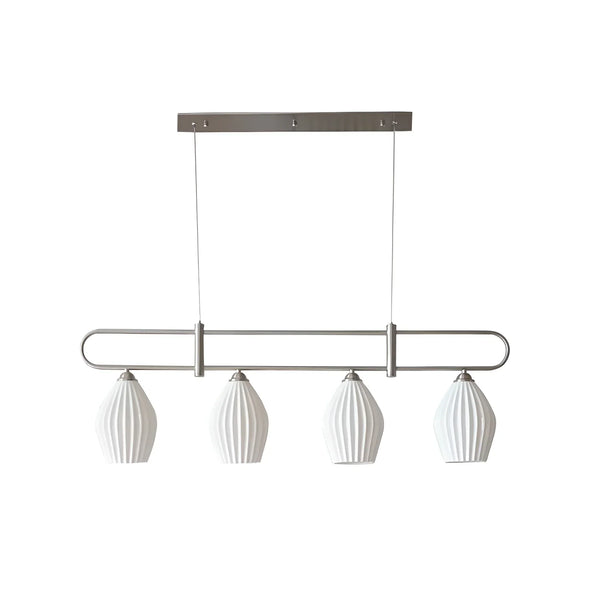 modern white ceramic ribbed pendant light