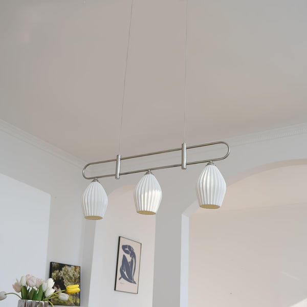 modern white ceramic ribbed pendant light