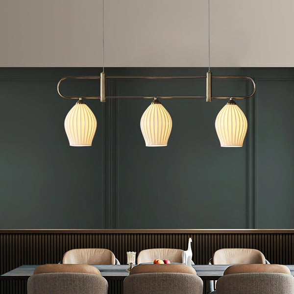 modern white ceramic ribbed pendant light