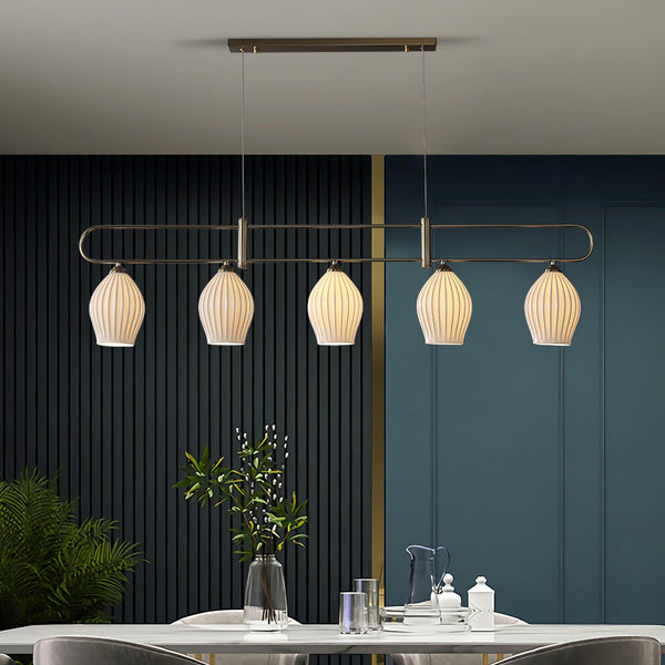 modern white ceramic ribbed pendant light