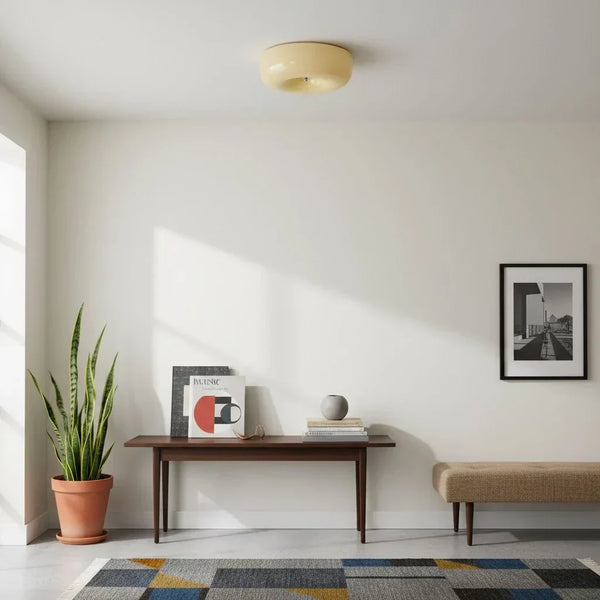 modern white glass round flush mount ceiling light