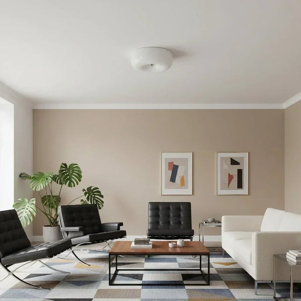 modern white glass round flush mount ceiling light