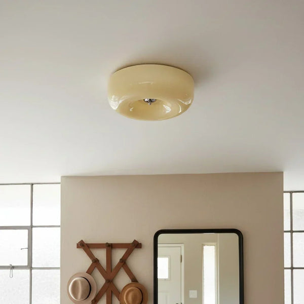 modern white glass round flush mount ceiling light