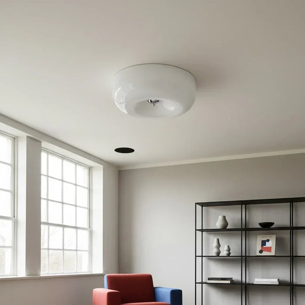 modern white glass round flush mount ceiling light