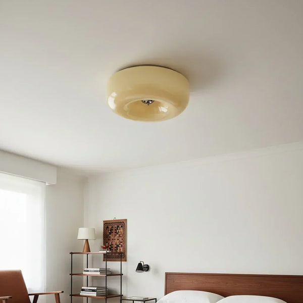 modern white glass round flush mount ceiling light