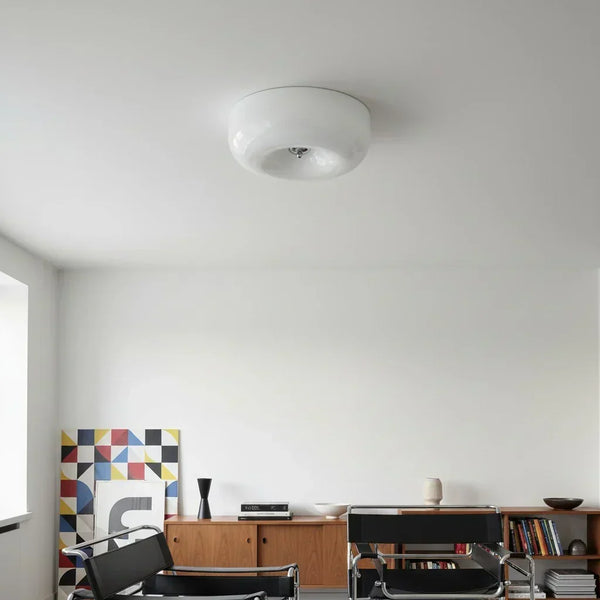 modern white glass round flush mount ceiling light