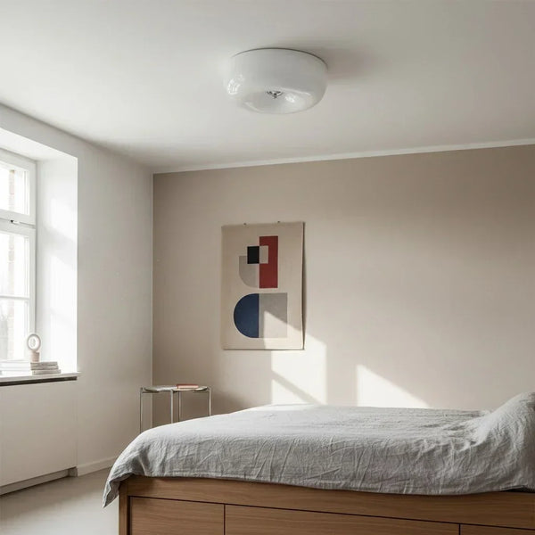 modern white glass round flush mount ceiling light