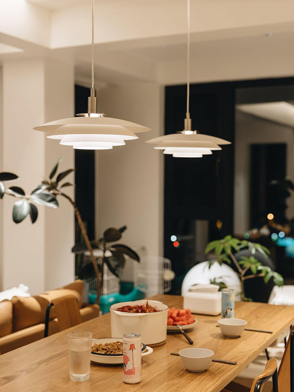 modern white iron drum pendant light