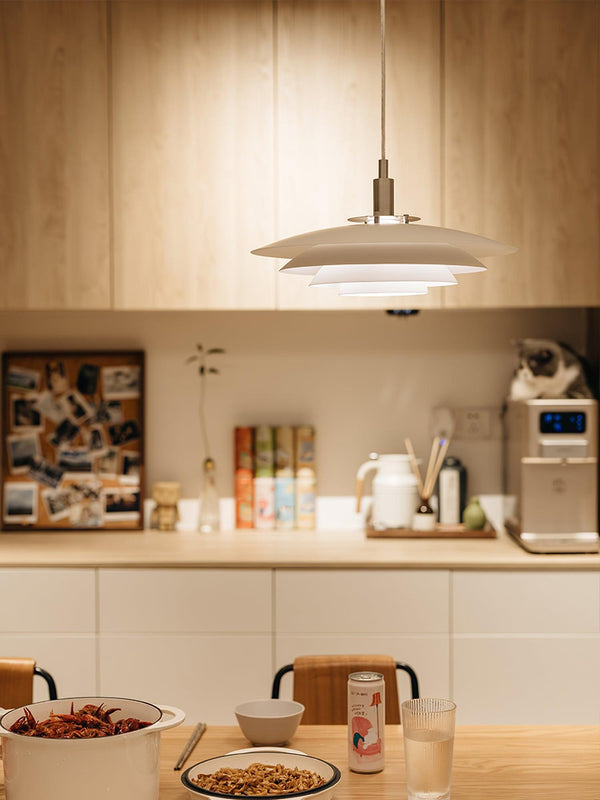 modern white iron drum pendant light