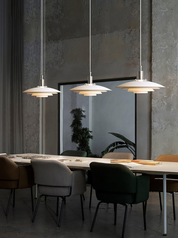 modern white iron drum pendant light