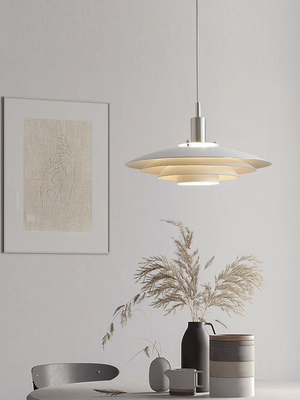 modern white iron drum pendant light