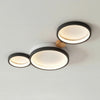 modern white iron wood circle array led flush mount