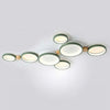 modern white iron wood circle array led flush mount