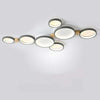 modern white iron wood circle array led flush mount