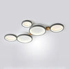 modern white iron wood circle array led flush mount