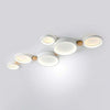 modern white iron wood circle array led flush mount