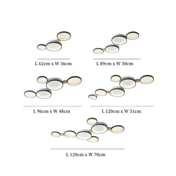 modern white iron wood circle array led flush mount