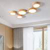modern white iron wood circle array led flush mount