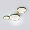 modern white iron wood circle array led flush mount