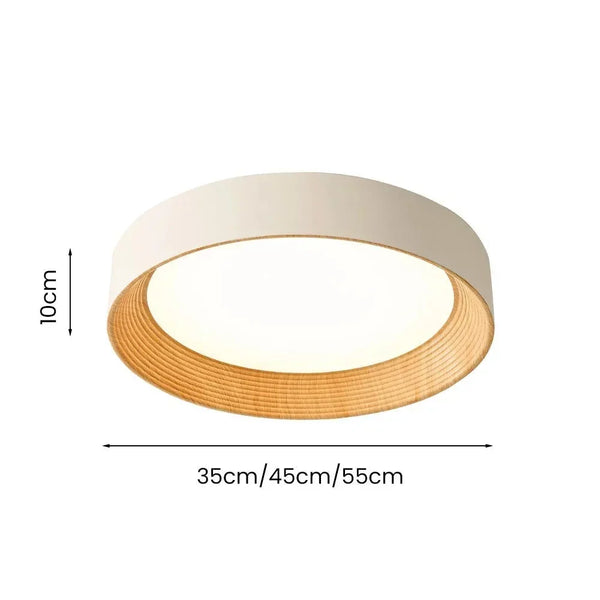 modern white oak round led flush mount ceiling light
