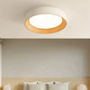 modern white oak round led flush mount ceiling light