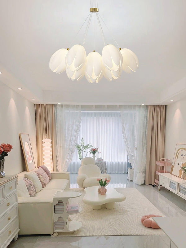 modern white pe acrylic tulip chandelier copper