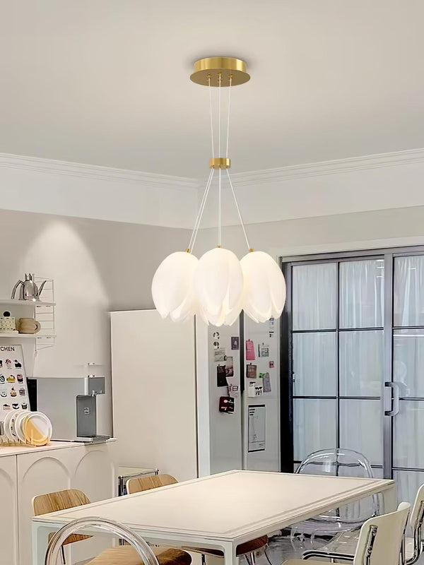 modern white pe acrylic tulip chandelier copper
