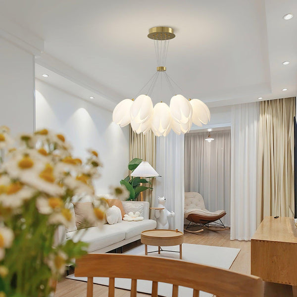 modern white pe acrylic tulip chandelier copper