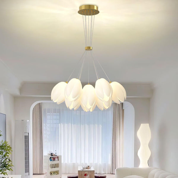 modern white pe acrylic tulip chandelier copper