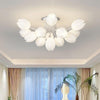 modern white pe tulip semi flush ceiling light