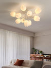 modern white pe tulip semi flush ceiling light